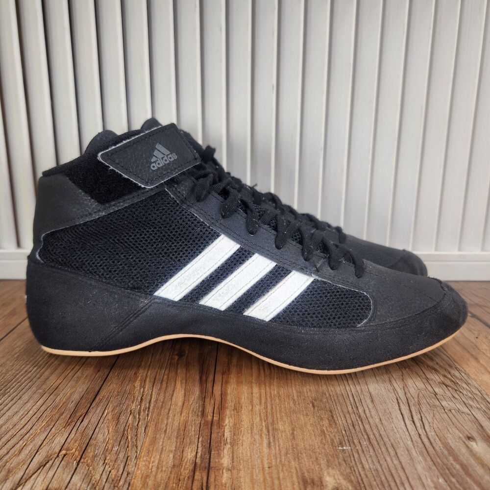 Adidas HVC 2 Mens Sz 9 Black White Athletic Wresting Boxing Sneaker Shoes AQ3325
